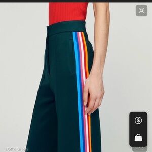 Sandro Green Trousers with Blue and Pink Stripes